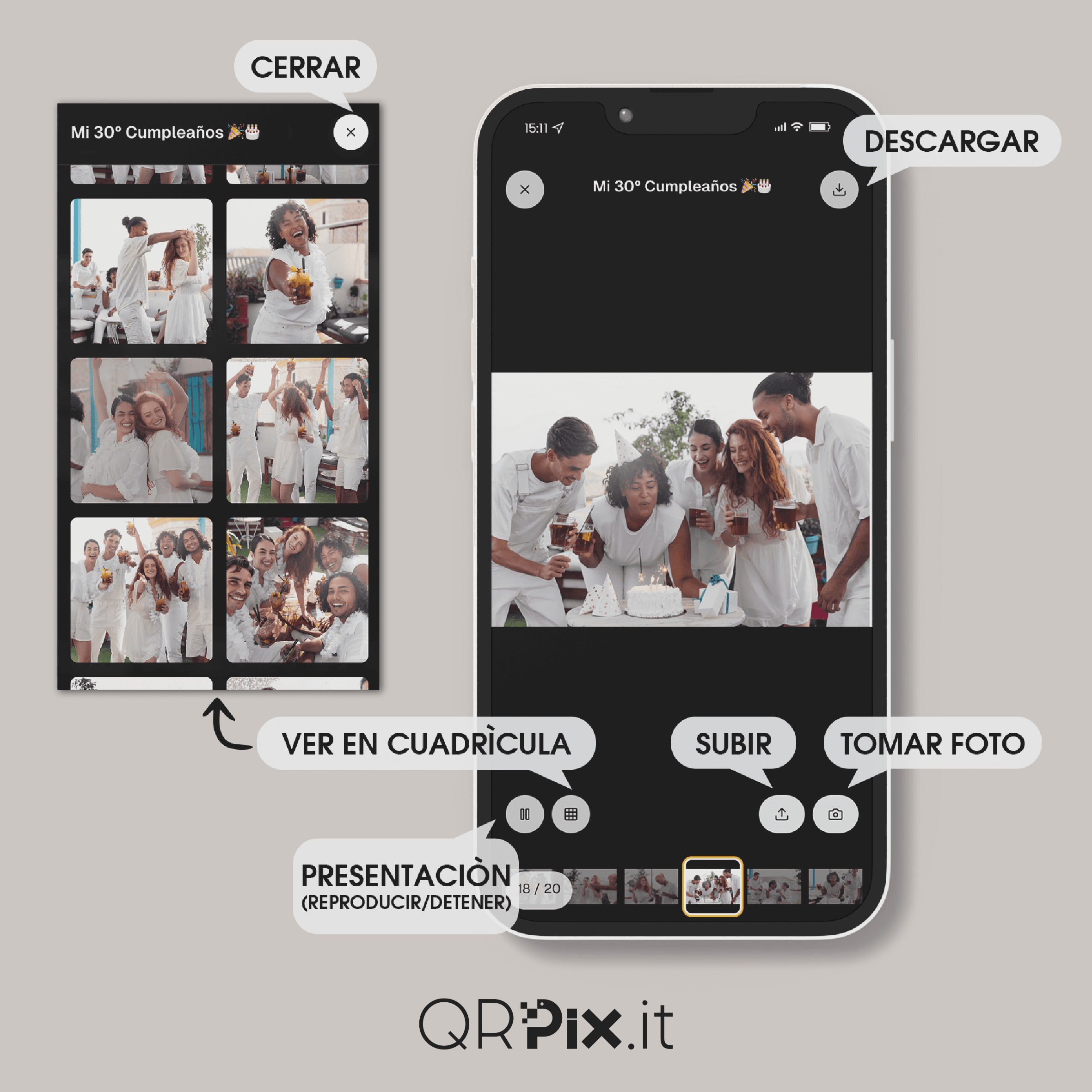 Compartir fotos en eventos corporativos con código QR (sin app, Guía 2025)